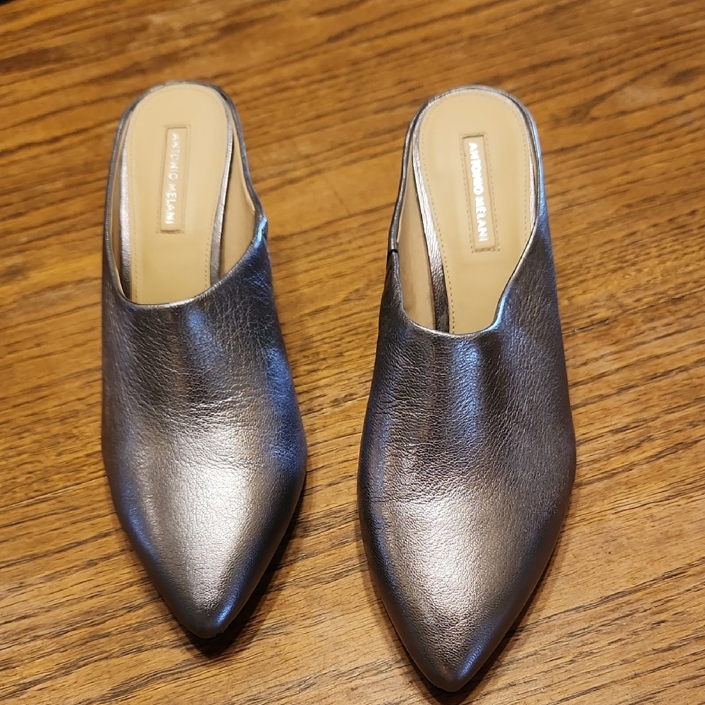 Antonio Melani Pewter Mules Size 7.5